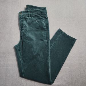 Talbots Womens 10P Green Velveteen Straight Leg High Rise Ankle Casual Pants